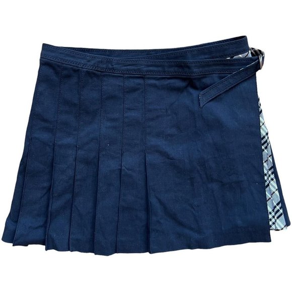 Burberry Dresses & Skirts - y2k vintage Burberry Blue Label black pleated tennis style wrap mini skirt